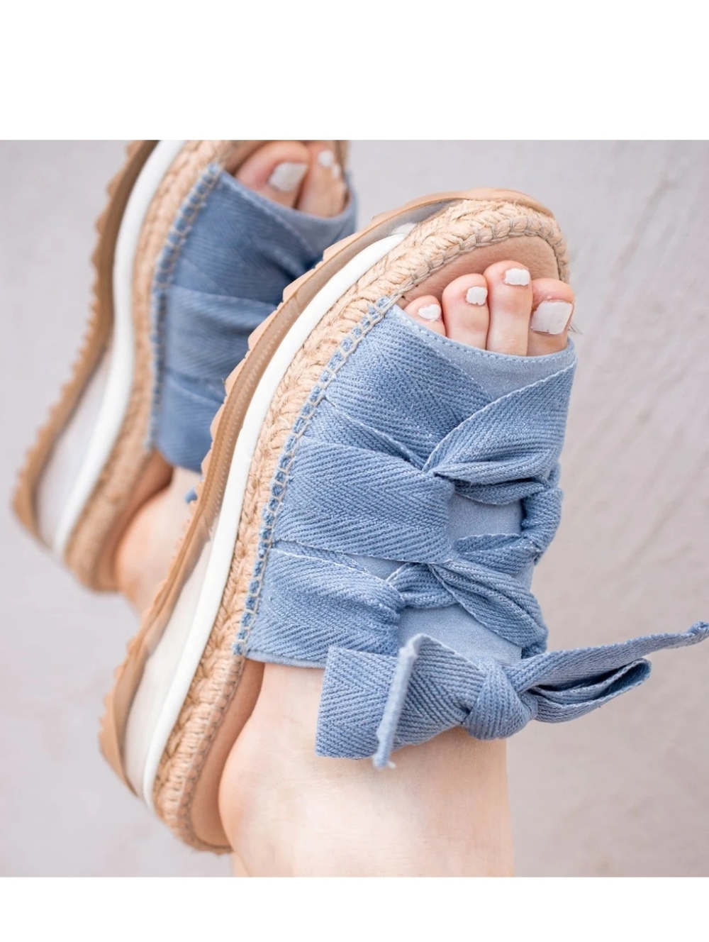 Free People Light Blue Knotted Espadrille Platform Sandals